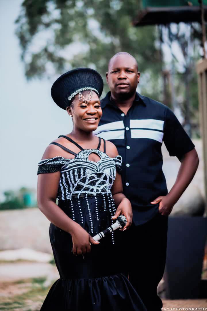 Wedding couple in AfriWest designs